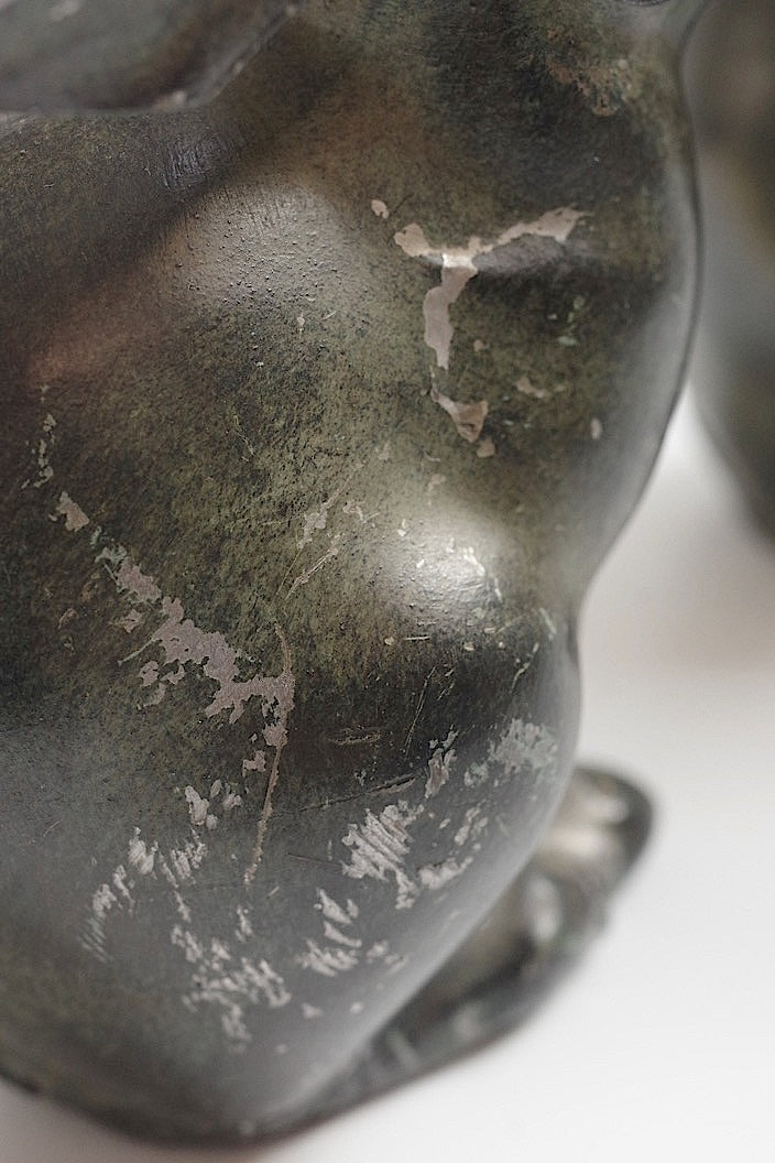 sculpture antique アンティークうさぎ ペア .FR a l'epoque