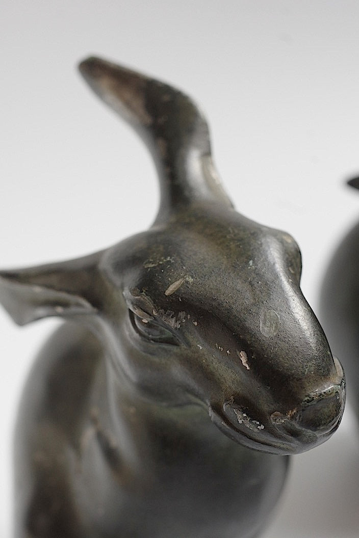sculpture antique アンティークうさぎ ペア .FR a l'epoque