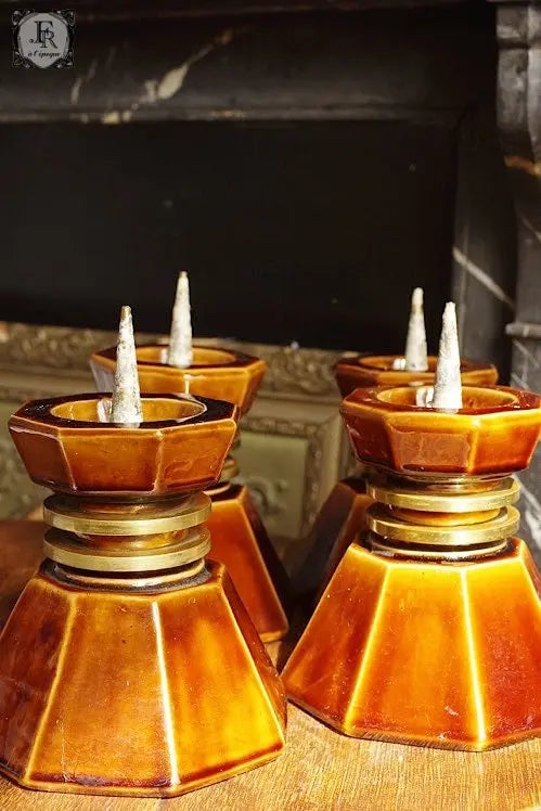 plque-cierges アンティーク雑貨 大ろうそくたて 焼き物 .FR A Ll'EPOQUE