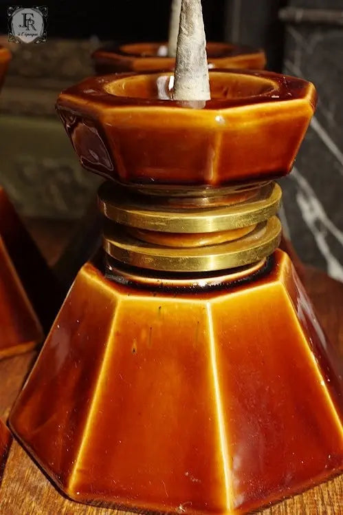 plque-cierges アンティーク雑貨 大ろうそくたて 焼き物 .FR A Ll'EPOQUE