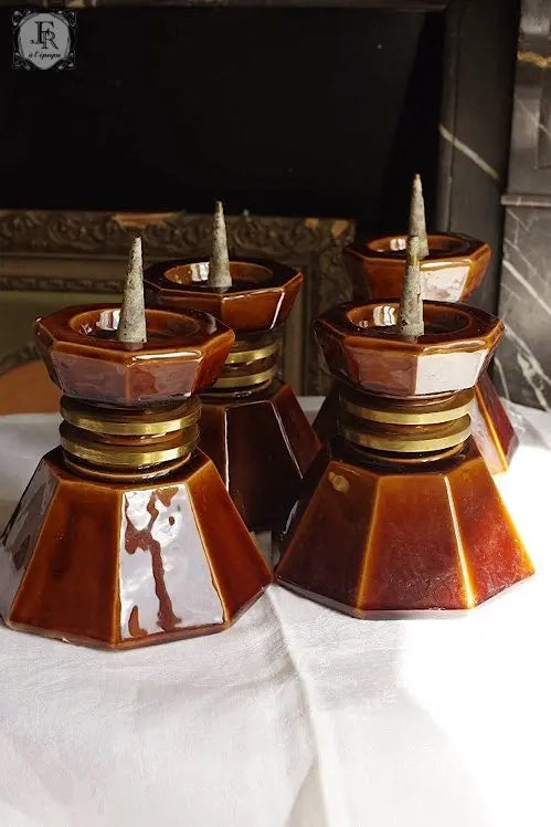 plque-cierges アンティーク雑貨 大ろうそくたて 焼き物 .FR A Ll'EPOQUE