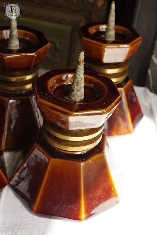 plque-cierges アンティーク雑貨 大ろうそくたて 焼き物 .FR A Ll'EPOQUE