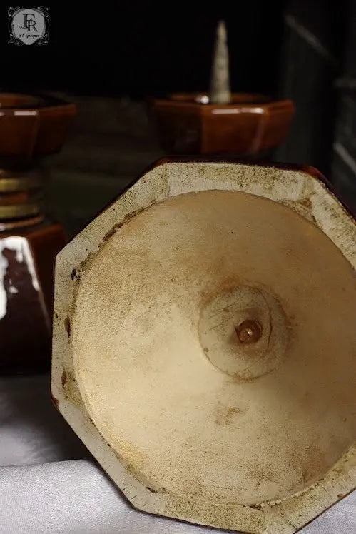 plque-cierges アンティーク雑貨 大ろうそくたて 焼き物 .FR A Ll'EPOQUE