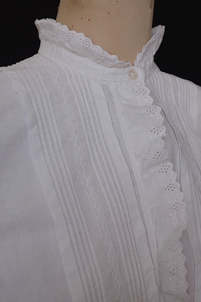 vêtement antique アンティークホワイトワークブラウス1