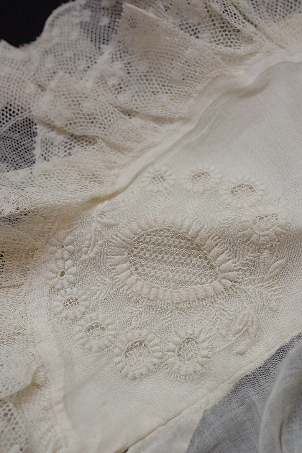 アンティークレース　dentelle antique アンティークレース 刺繍ボネ .FR a l'epoque