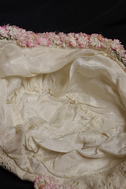 アンティークレース dentelle antique 　お花付き帽子 .FR a l'epoque