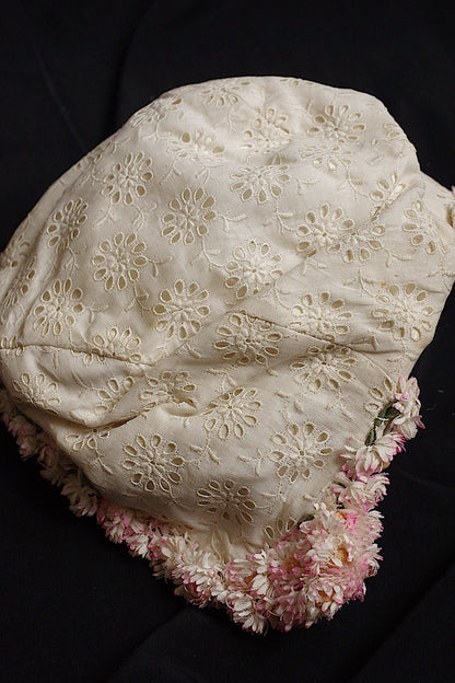 アンティークレース dentelle antique 　お花付き帽子 .FR a l'epoque