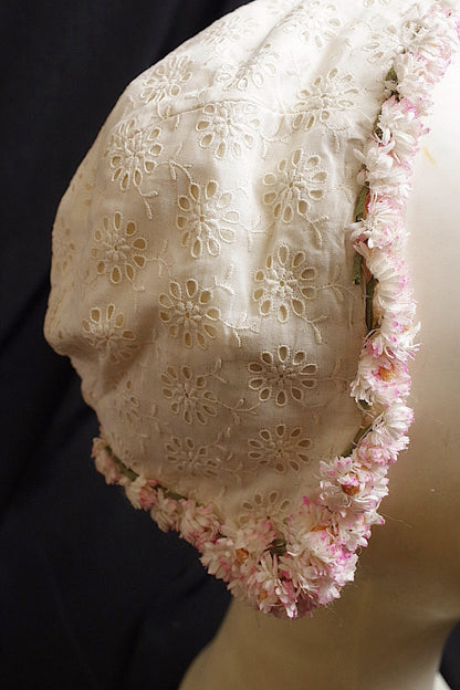 アンティークレース dentelle antique 　お花付き帽子 .FR a l'epoque