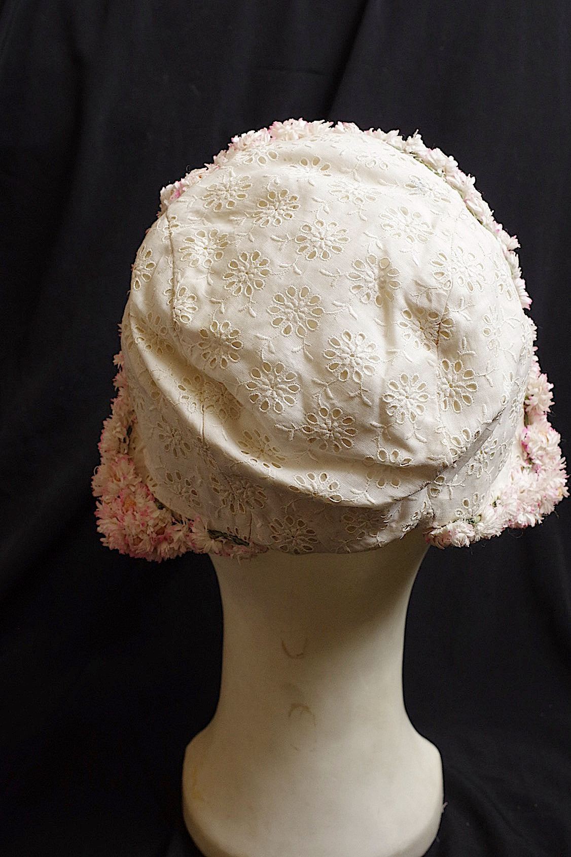 アンティークレース dentelle antique 　お花付き帽子 .FR a l'epoque