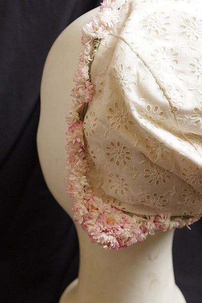 アンティークレース dentelle antique 　お花付き帽子 .FR a l'epoque