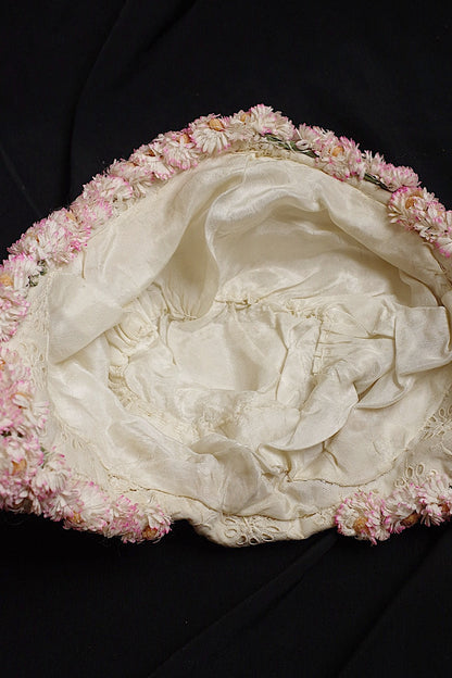 アンティークレース dentelle antique 　お花付き帽子 .FR a l'epoque