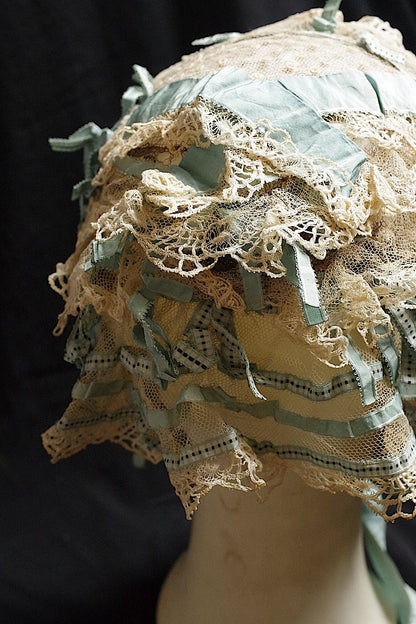 アンティークレース　dentelle antique　ボネ リボン付き .FR a l'epoque
