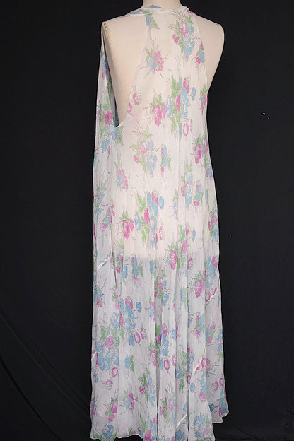 アンティークワンピース　vêtement  antique　シフォン花柄 .FR a l'epoque