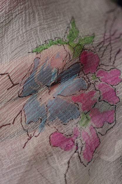 アンティークワンピース　vêtement  antique　シフォン花柄 .FR a l'epoque