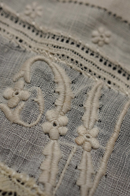 アンティークレース　dentelle antique  刺繍ハンカチ .FR a l'epoque