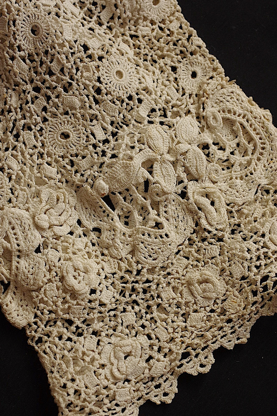 アンティークレース　antique dentelle クロシェレースハギレ .FR a l'epoque