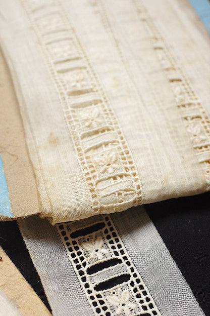 アンティークレース　dentelle ancienne リボン通し　テープ  2種 .FR a l'epoque
