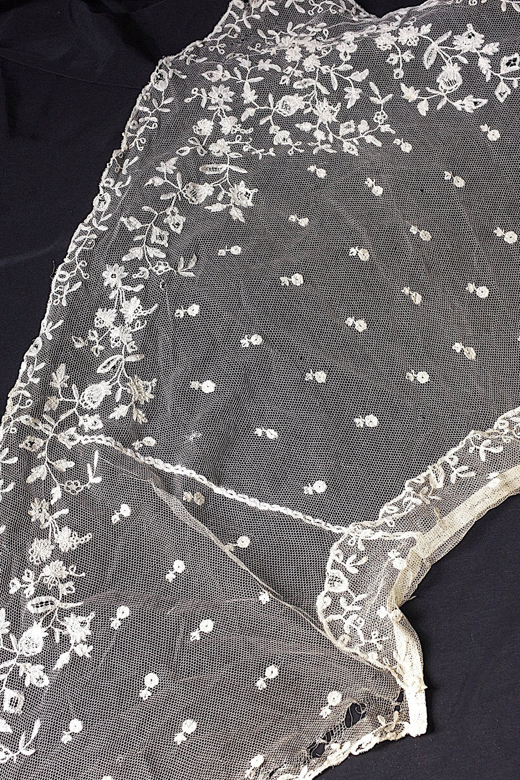 アンティークレース　dentelle ancienne 襟付きケープ＋167cm .FR a l'epoque