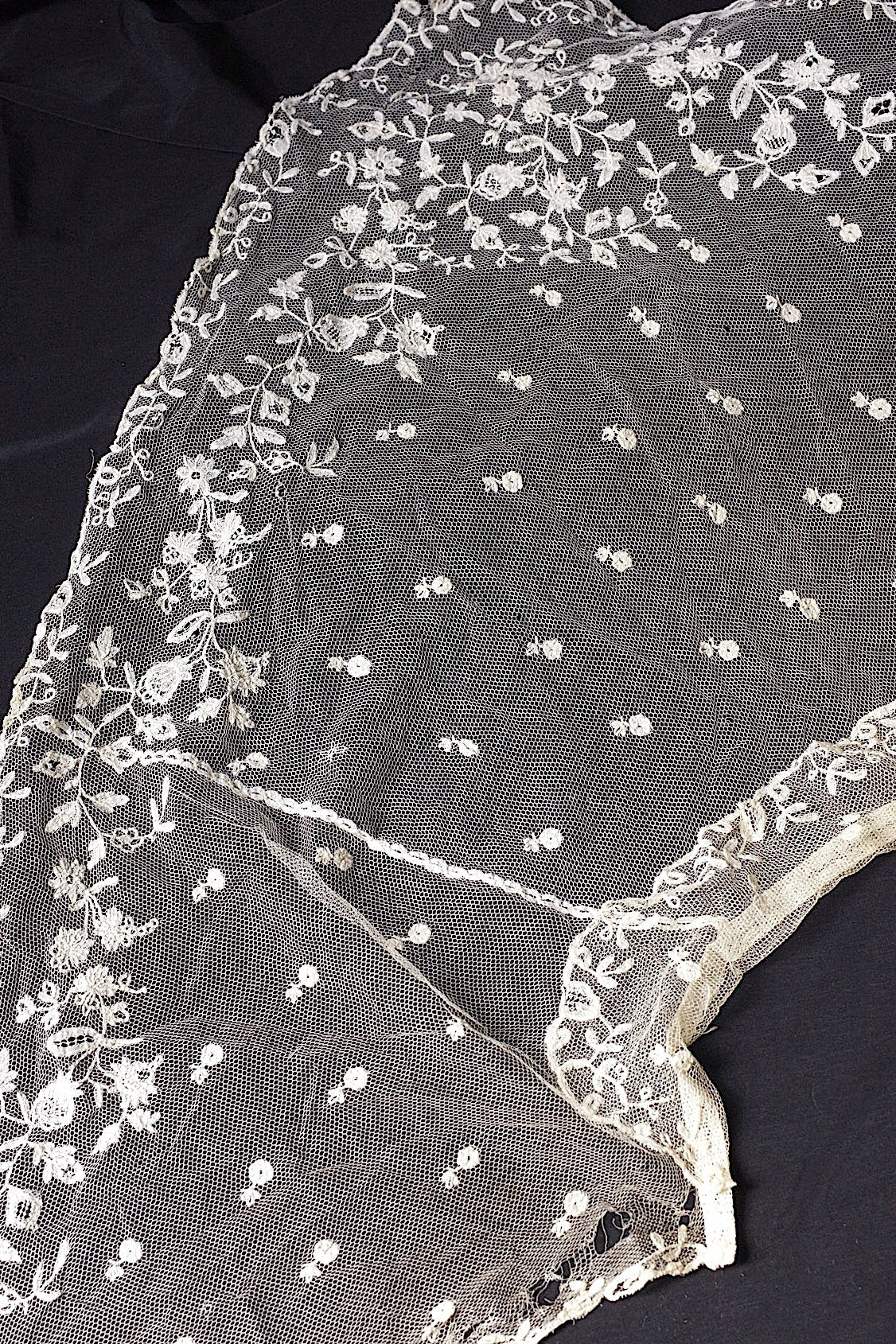 アンティークレース　dentelle ancienne 襟付きケープ＋167cm .FR a l'epoque