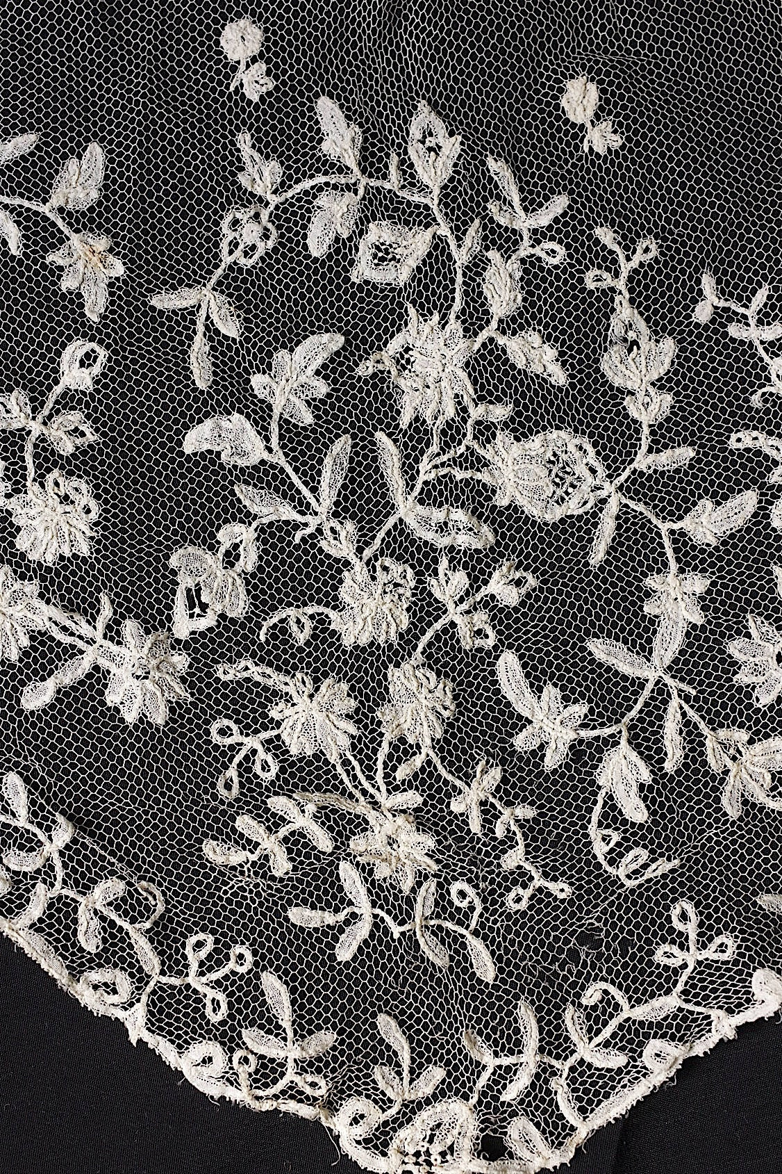 アンティークレース　dentelle ancienne 襟付きケープ＋167cm .FR a l'epoque