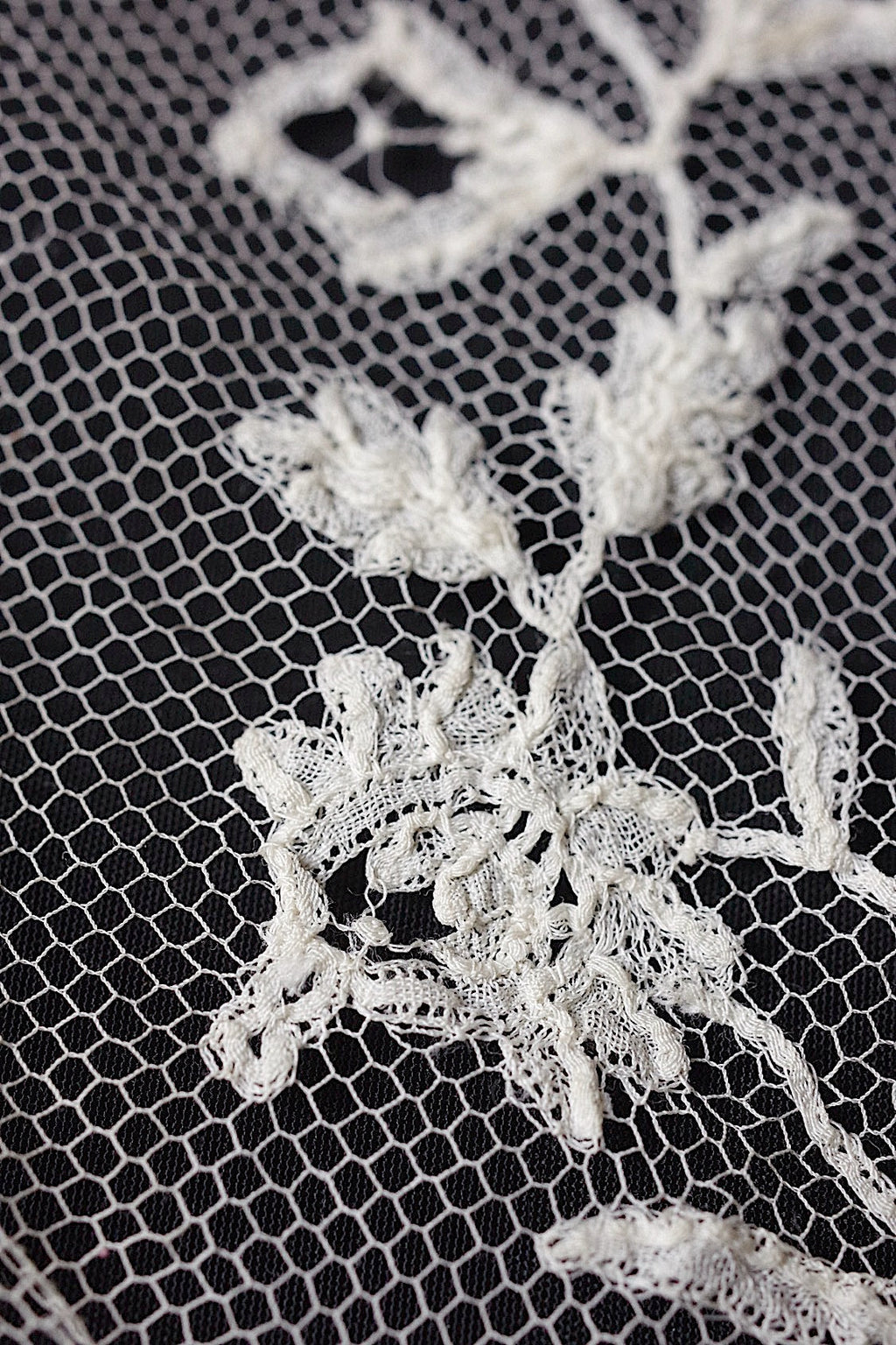 アンティークレース　dentelle ancienne 襟付きケープ＋167cm .FR a l'epoque