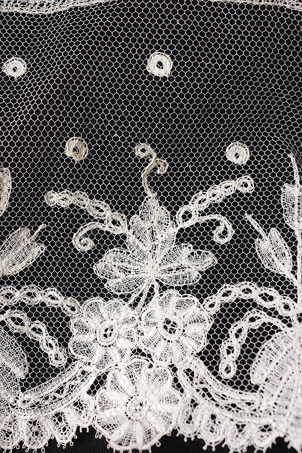 アンティークレース　dentelle ancienne 襟付きケープ＋167cm .FR a l'epoque