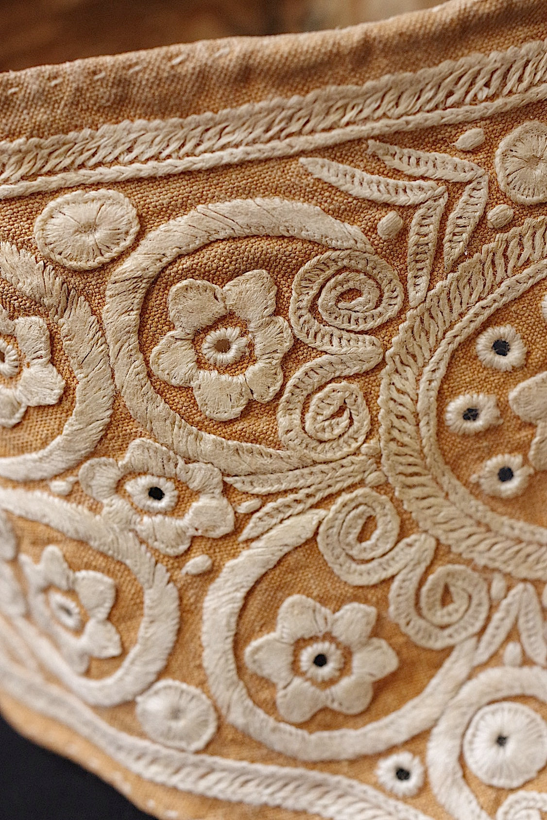 アンティークレース　dentelle ancienne　刺繍　スタンドカラー .FR a l'epoque