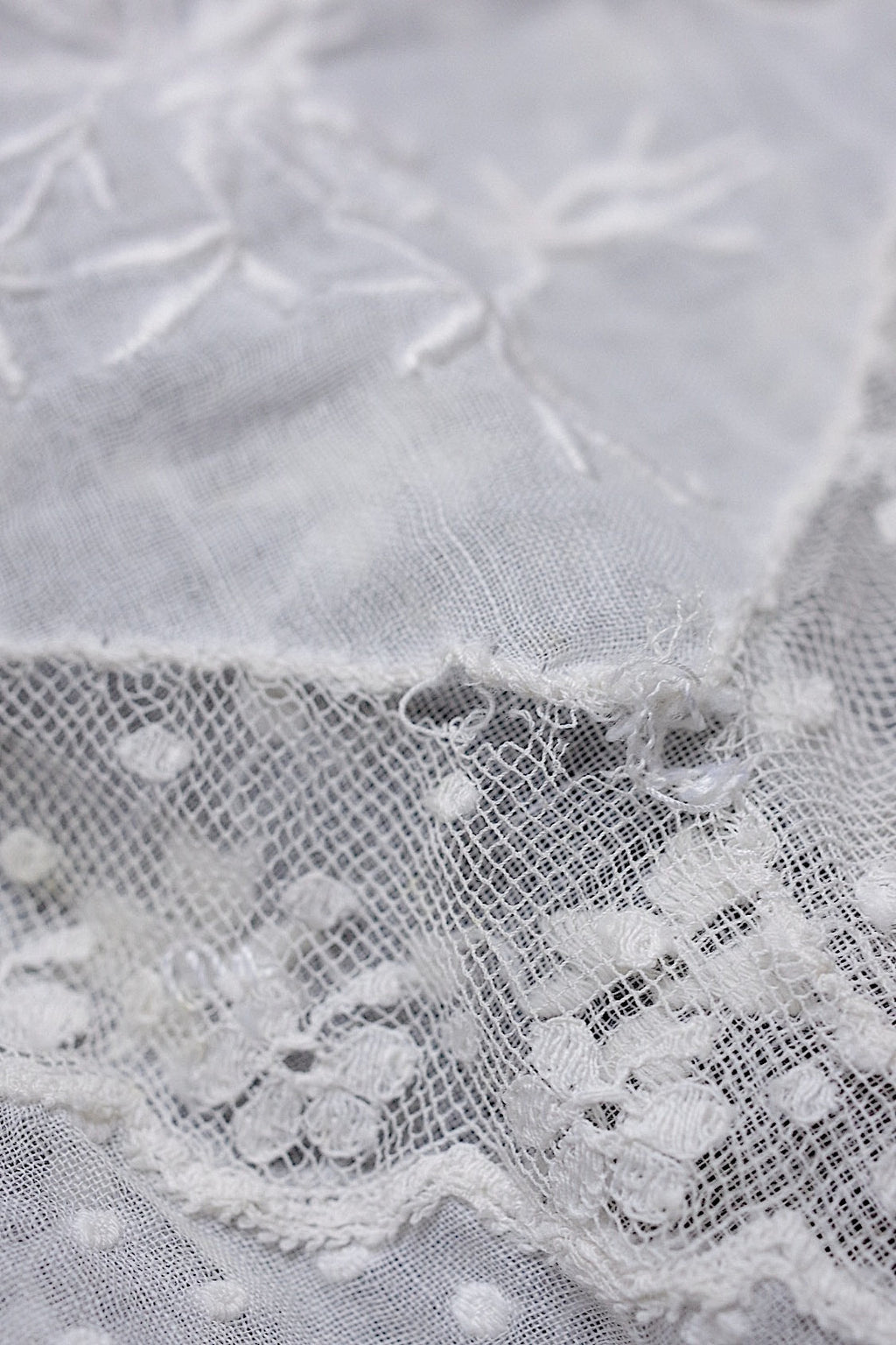 アンティークレース　dentelle ancienne-antique lace 刺繍カバー　素材 .FR a l'epoque