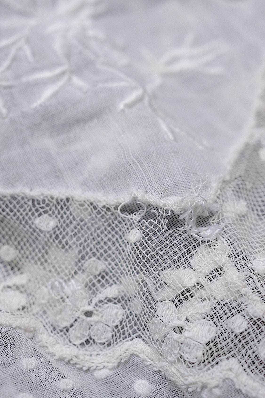 アンティークレース　dentelle ancienne-antique lace 刺繍カバー　素材 .FR a l'epoque