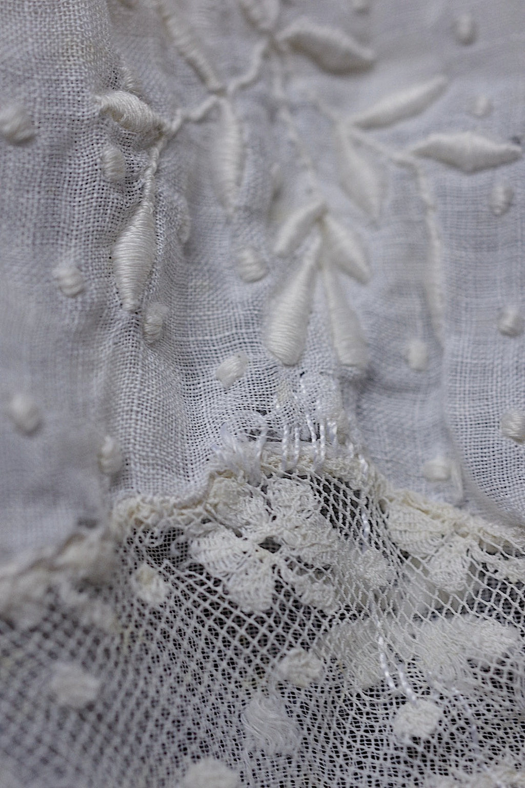 アンティークレース　dentelle ancienne-antique lace 刺繍カバー　素材 .FR a l'epoque