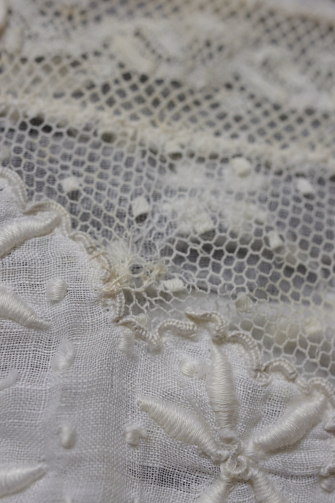 アンティークレース　dentelle ancienne-antique lace 刺繍カバー　素材 .FR a l'epoque