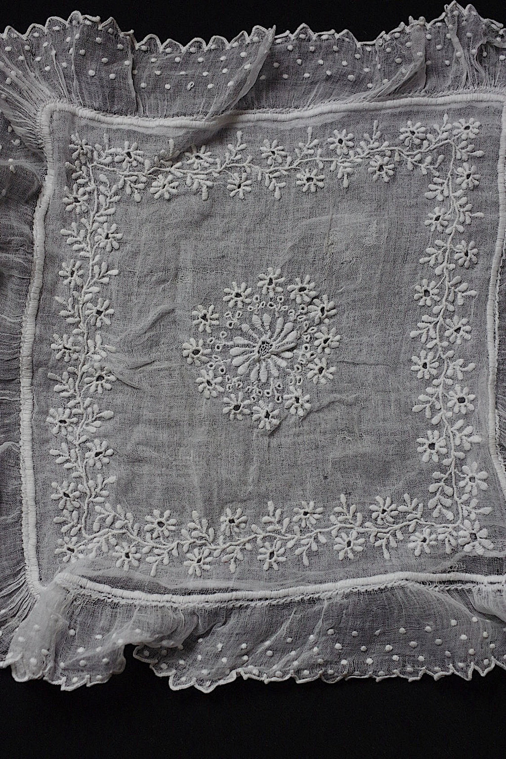 アンティークレース　dentelle ancienne-antique lace　刺繍クロス .FR a l'epoque