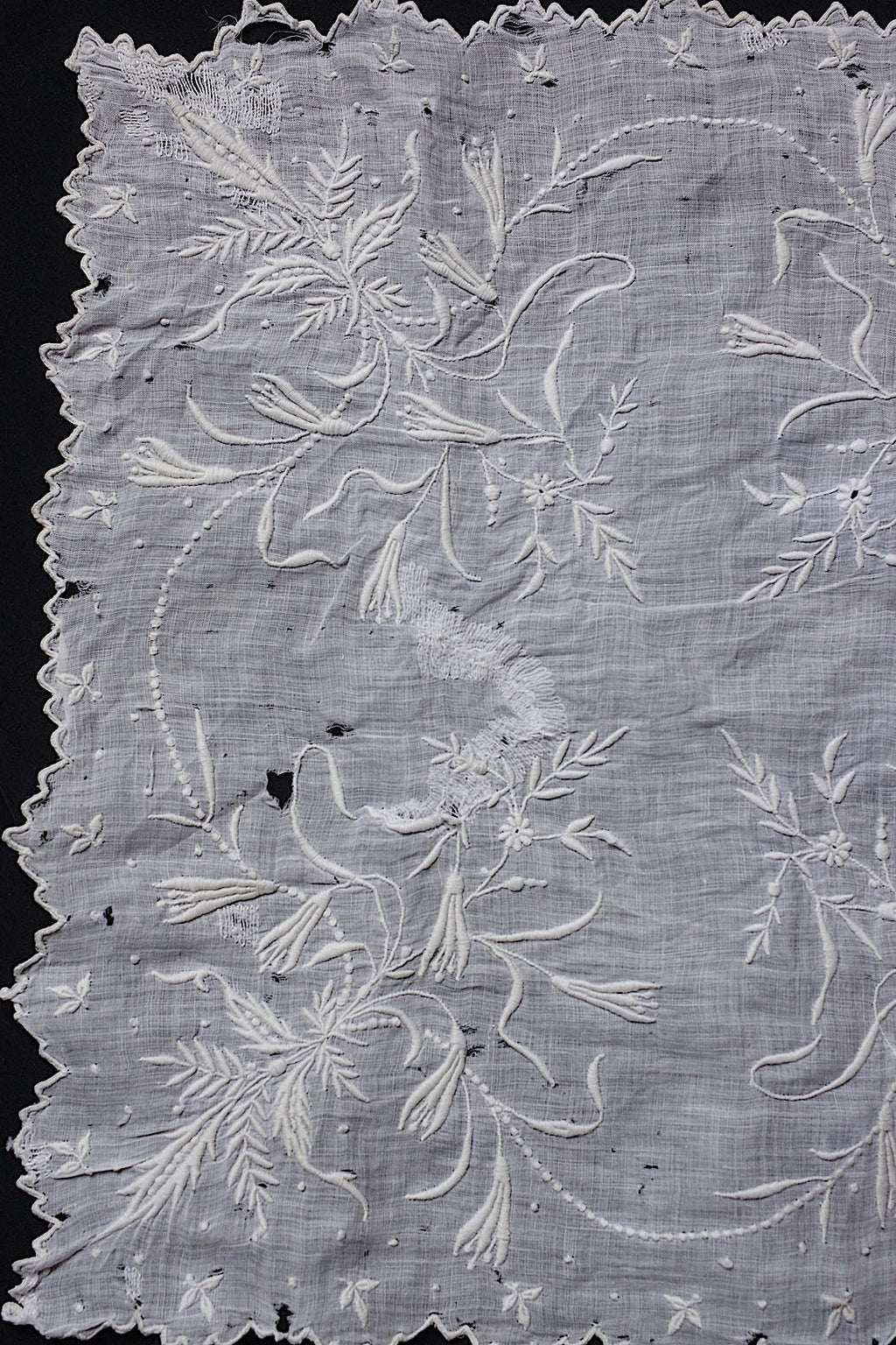 アンティークレース　dentelle ancienne-antique lace　刺繍ハンカチlot 素材用 .FR a l'epoque