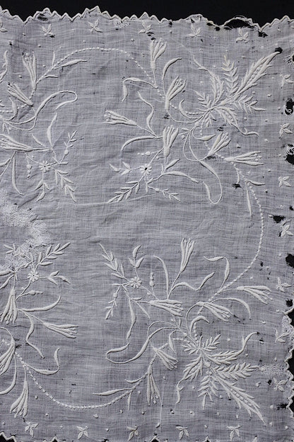 アンティークレース　dentelle ancienne-antique lace　刺繍ハンカチlot 素材用 .FR a l'epoque