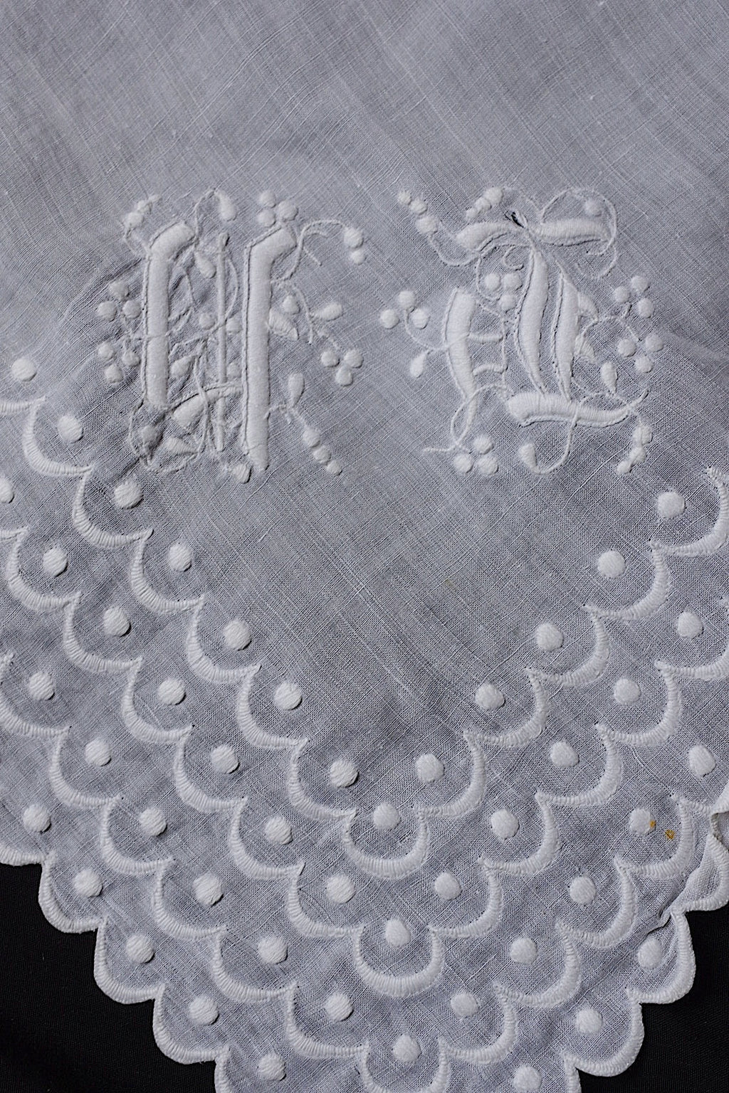 アンティークレース　dentelle ancienne-antique lace　刺繍ハンカチlot 素材用 .FR a l'epoque