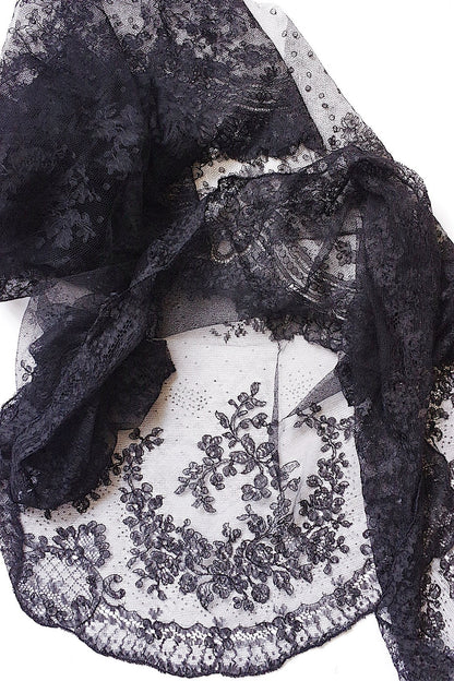 アンティークレース　dentelle ancienne　くろレース　2本 .FR a l'epoque