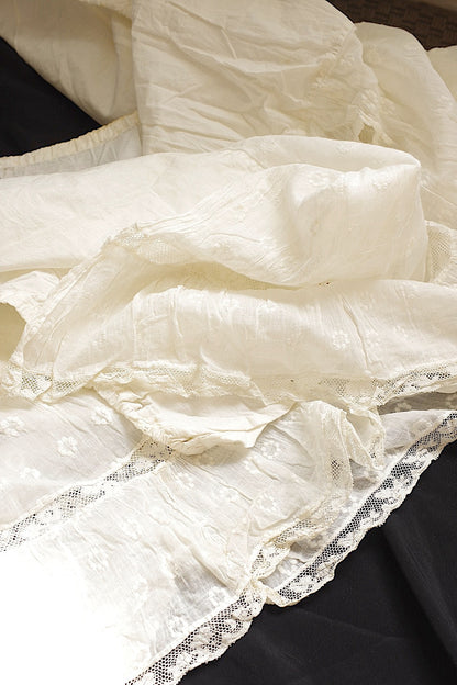 アンティークレース　dentelle ancienne 刺繍　生地　クッションカバー .FR a l'epoque