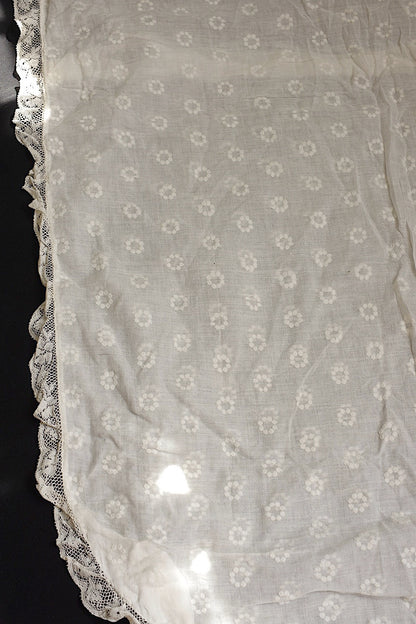 アンティークレース　dentelle ancienne 刺繍　生地　クッションカバー .FR a l'epoque
