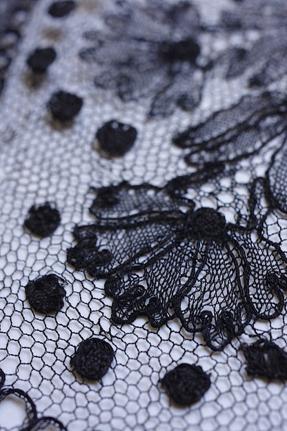 アンティークレース　dentelle ancienne 黒レース　シャンティイ　530cm .FR a l'epoque