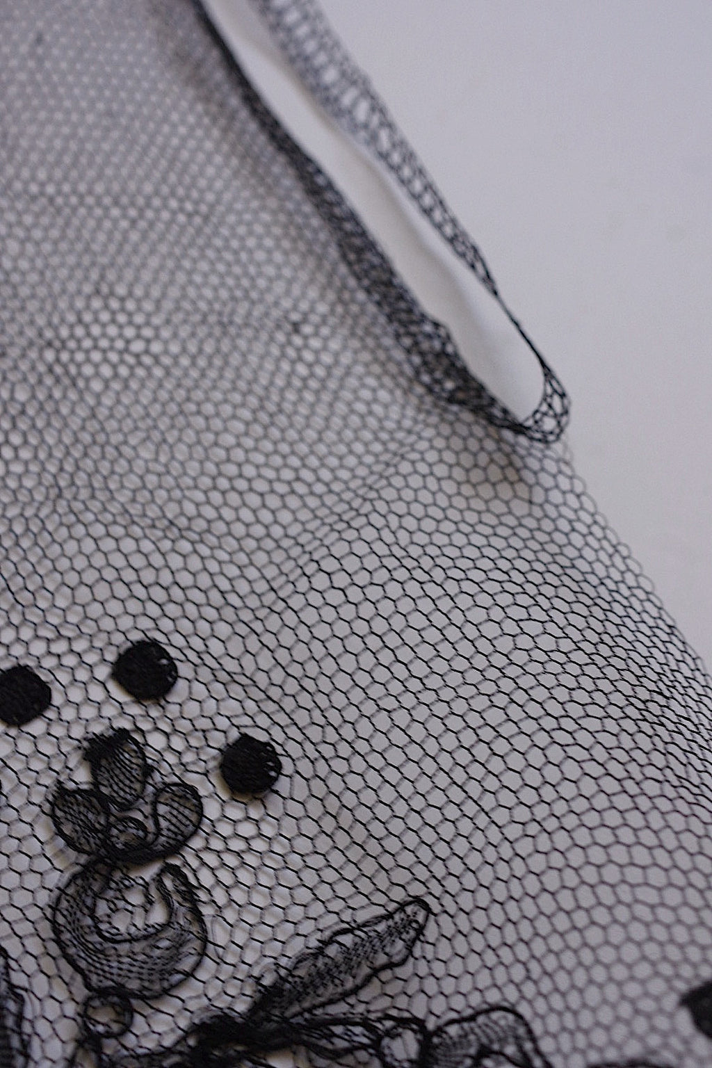 アンティークレース　dentelle ancienne 黒レース　シャンティイ　530cm .FR a l'epoque