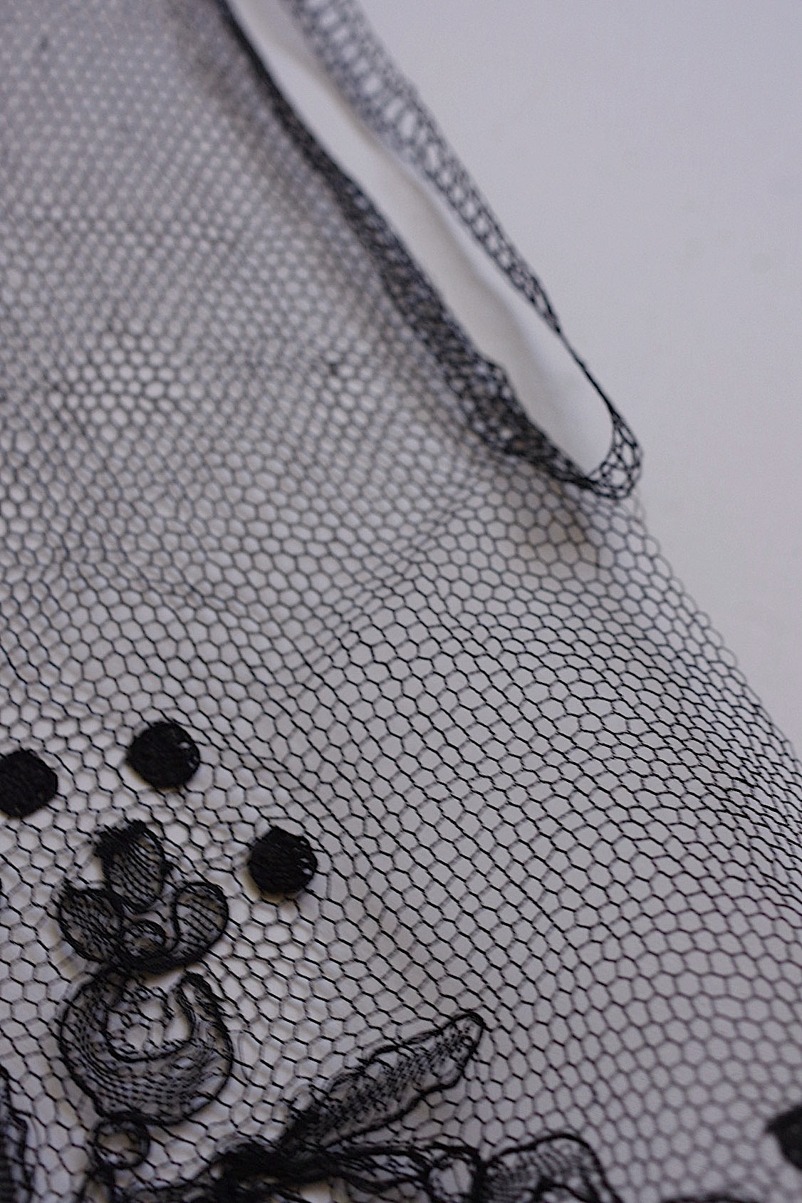 アンティークレース　dentelle ancienne 黒レース　シャンティイ　530cm .FR a l'epoque