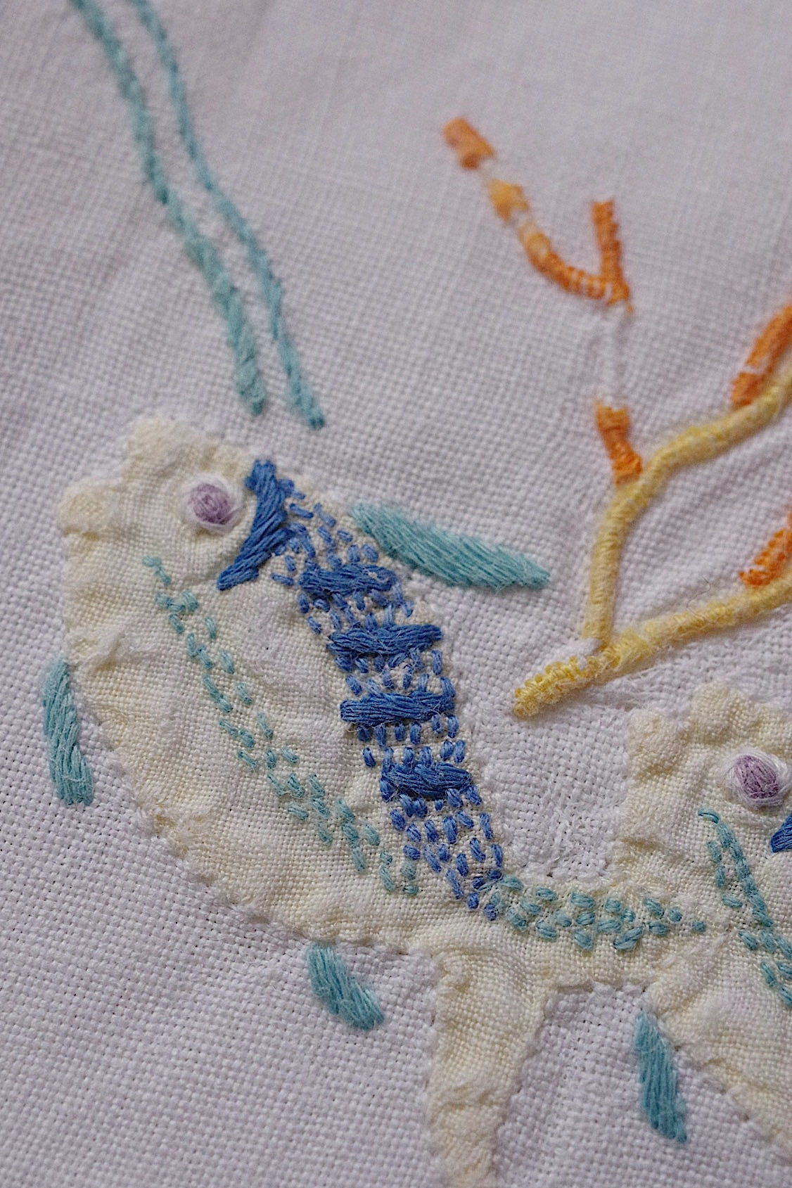 アンティークレース　dentelle ancienne napperon　刺繍　魚 .FR a l'epoque