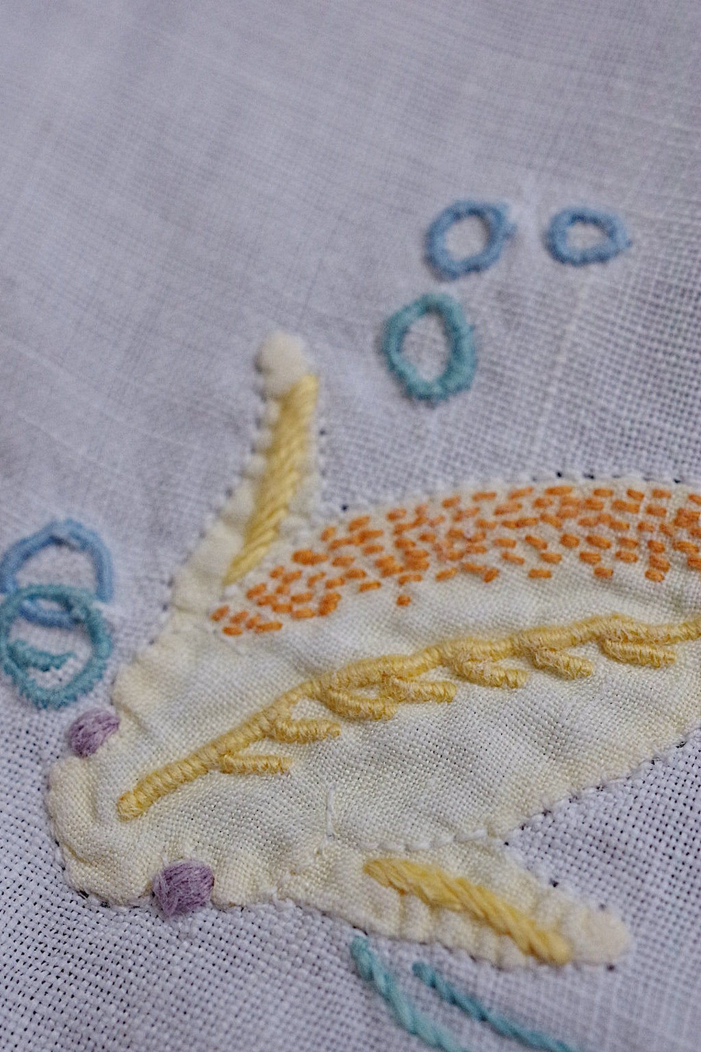 アンティークレース　dentelle ancienne napperon　刺繍　魚 .FR a l'epoque