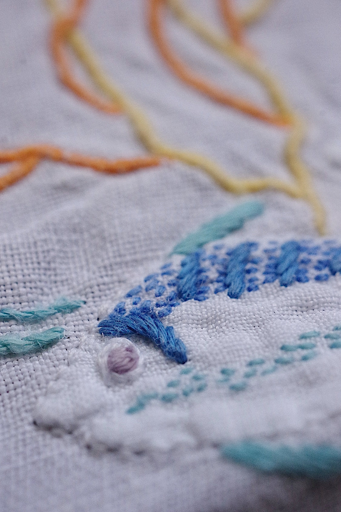 アンティークレース　dentelle ancienne napperon　刺繍　魚 .FR a l'epoque