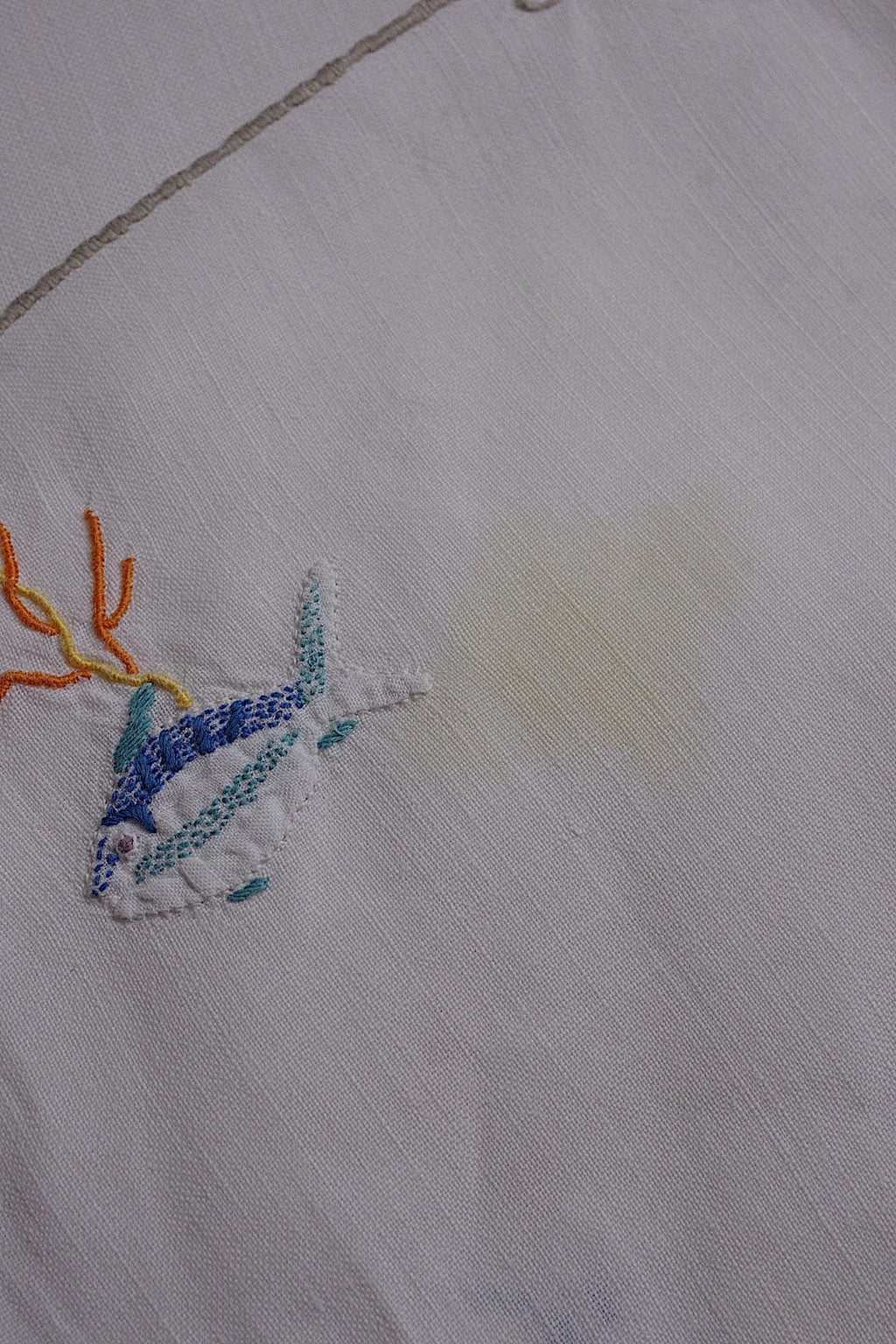 アンティークレース　dentelle ancienne napperon　刺繍　魚 .FR a l'epoque