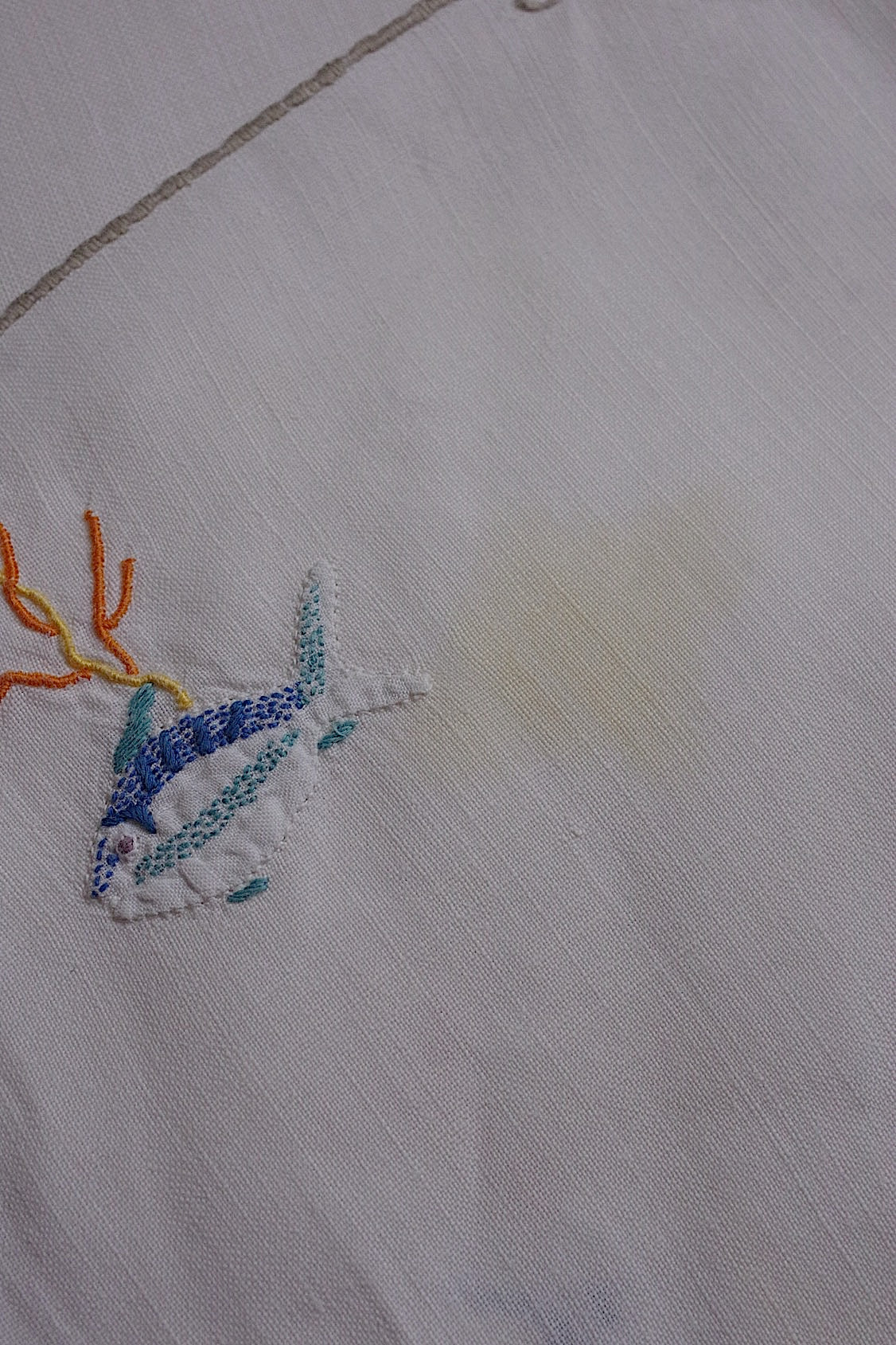 アンティークレース　dentelle ancienne napperon　刺繍　魚 .FR a l'epoque