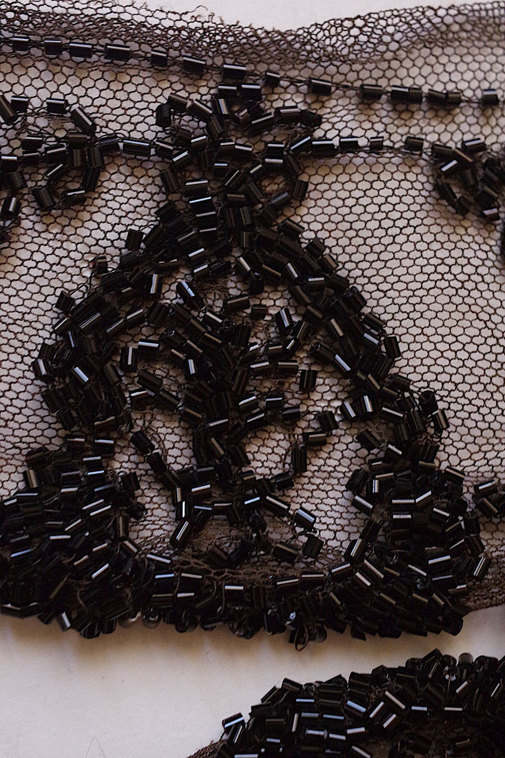 アンティークレース　dentelle aicienne ビーズ刺繍　くろ .FR a l'epoque