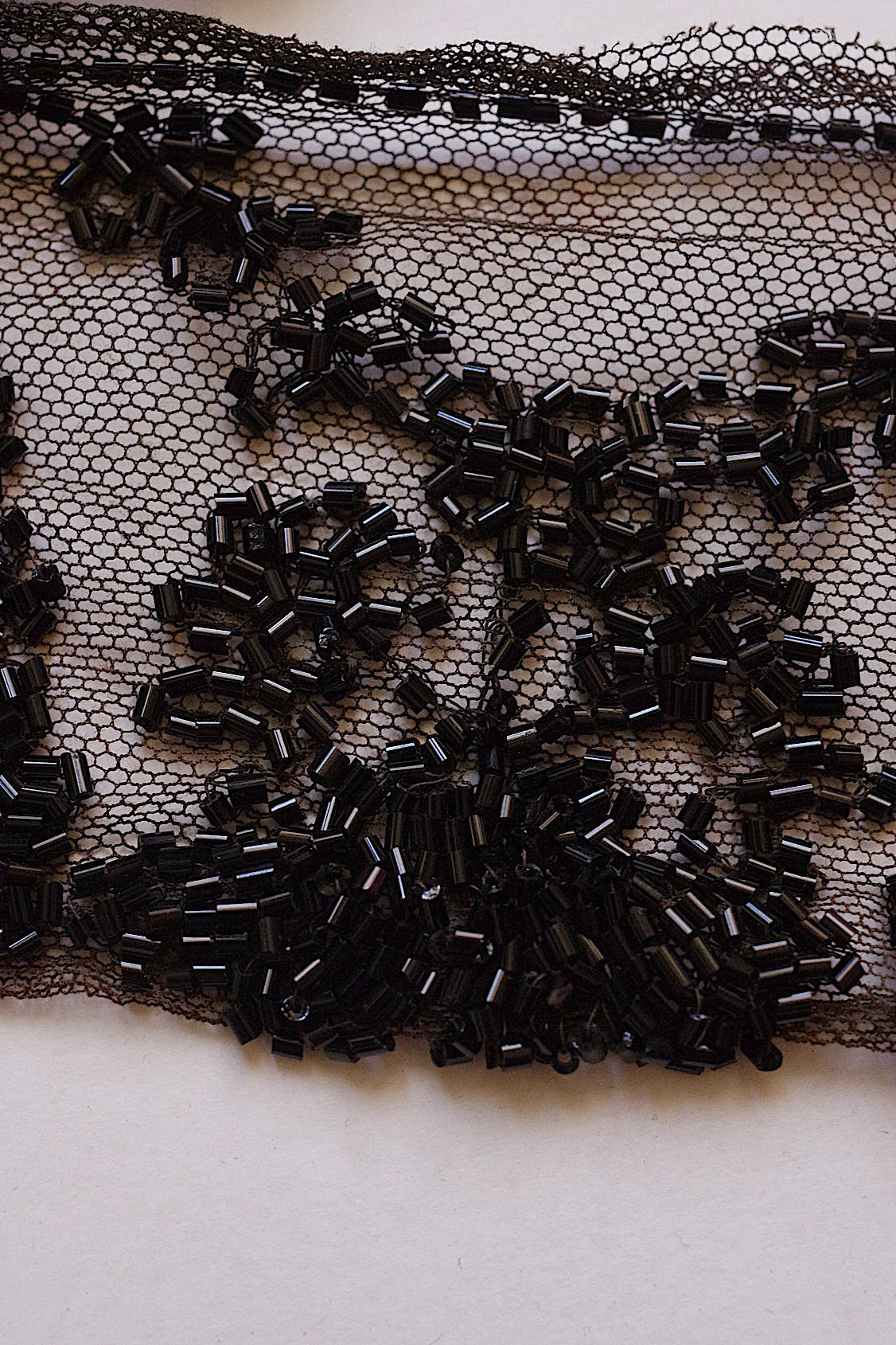 アンティークレース　dentelle aicienne ビーズ刺繍　くろ .FR a l'epoque