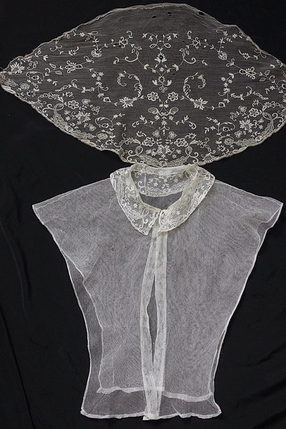 アンティークレース プラストロン＋ハギレ/dentelle ancienne/antique lace .FR a l'epoque