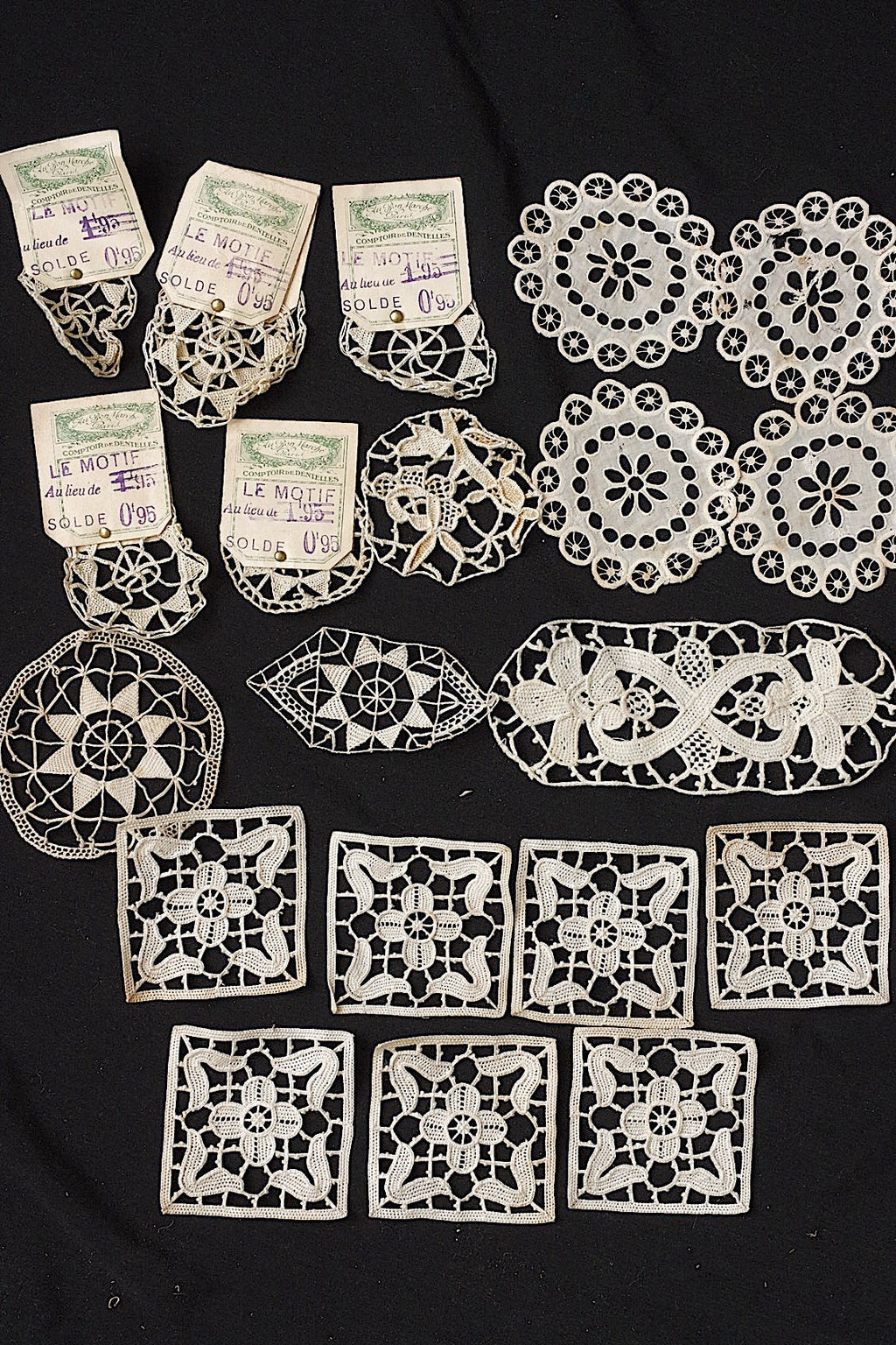 アンティークレースモチーフlots1/dentelle ancienne/antique lace .FR a l'epoque